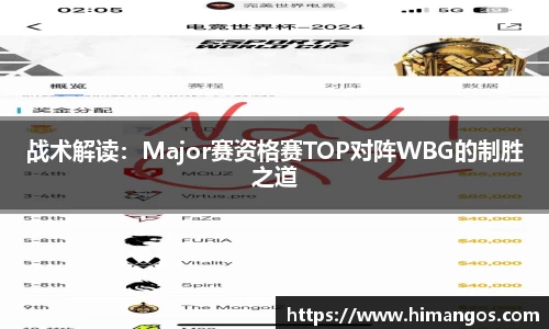 战术解读：Major赛资格赛TOP对阵WBG的制胜之道